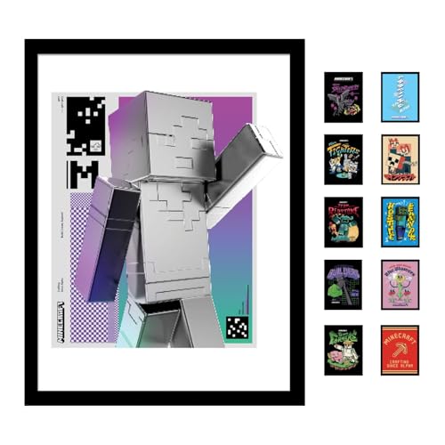 Pyramid International Minecraft (Block Wave) Collector Print (Framed) 30cm x 40cm - A Stunning Artwork to Enhance Your Collection or Living Space, One Size