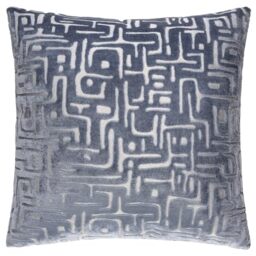 furn. Hoem Soren Feather Filled Cushion – Cut Velvet Abstract Geometric Textured Decorative Pillow (Slate Blue – 45x45cm)