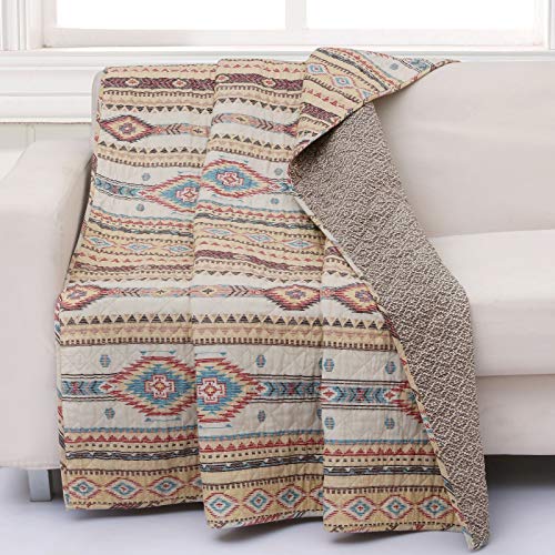 Greenland Home Barefoot Bungalow Phoenix Throw Blanket, 50x60-inch, Tan