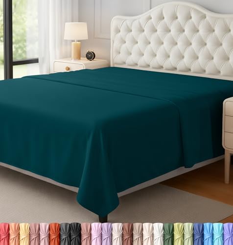 Utopia Bedding Flat Sheet - Soft Brushed Microfiber Fabric - Shrinkage & Fade Resistant Top Sheet - Easy Care - 1 Flat Sheet Only (King, Teal) UB2423