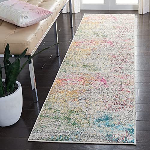 Safavieh Boho Rug for Living Room, Dining Room, Bedroom - Madison Collection, Short Pile, in Grey and Gold, 66 X 305 cm