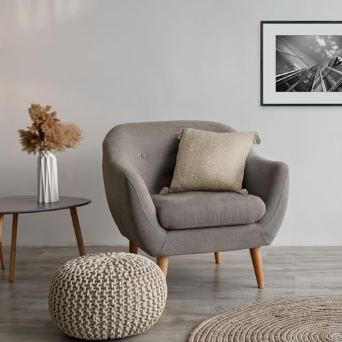 Emma Barclay Herringbone - Recycled Cotton Cushion Cover (Natural Cream)