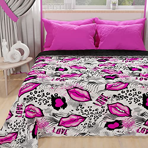 PETTI Artigiani Italiani - Summer Bedspread 220 x 260 cm 100 g/m² Double Face, Spring Quilt, Lightweight Quilt, Lipstick White, 100% Made in Italy