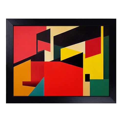 Lap Tray with Bean Bag Cushion, Modern Suprematism Art Abstract - Handmade in the UK, Raised Wooden Edge, Padded Cushion, Heat-Resistant Wipe-Clean Surface, for Meals, Laptops and Crafts