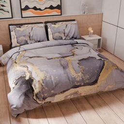 PETTI Artigiani Italiani - Single Duvet Cover 160 x 200 cm, Microfibre Duvet Cover Set with Digital Print + 1 Pillowcase 50 x 80 cm - Made in Italy - Marble Grey