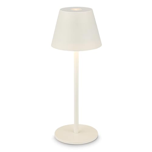 BRILONER - Rechargeable LED Table lamp IP44 with Touch, dimmable, Replaceable Battery, LED Light, Table lamp no Cord, Outdoor Light, 6x16 cm, Off-White
