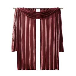 "Elrene Home Fashions Athena Faux Crushed-Silk Window Curtain Panel and Valance Set, 52""x108"" (2 Panels) & 1 Valance, Red"