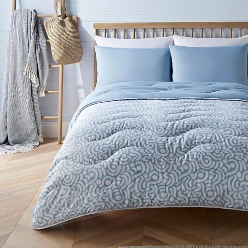 Night Lark Coverless Duvet and Pillowcase Set, Spring Summer Collection – 6 Tog Coverless Duvet King with Advanced Smartfil® Fibre, Machine Washable, Hypoallergenic – Abstract Waves, King Bed Size