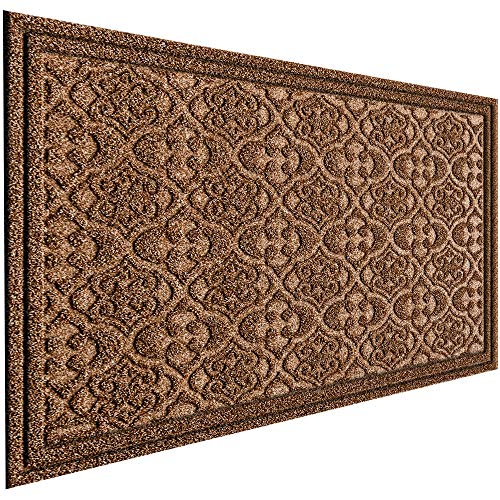 MAT 7-BANQUET Outdoor Door Mat for Front Door 36 x 59 inch Welcome Mat Debris Mud Trapper Outside Rubber Floor Mat Rug Large Extra Thick Textured Outdoor Mat for Entryway Frontgate Waterproof Brown
