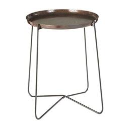 Premier Housewares Side Table for Living & Bedroom, w50 x d50 x h55cm, Copper/Black - Hege