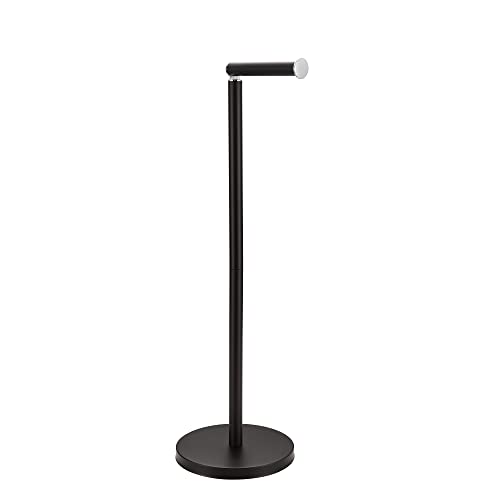 BGL Toilet Paper Holder Standing On Floor Black Matte, Tissue Holder On Floor with Reserve Storage Paper Rolls, Free-Standing Roll Paper Holder
