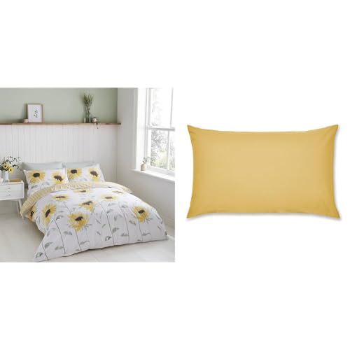 EVENHUG 100% Cotton Quilt King Size Orange Sunflower Bedding Set Floral Lightweight Quilt Reversible Coverlet Bedspread With 2 Pillow Shams All Seasons 3 Pieces (106"X96 - View #9
