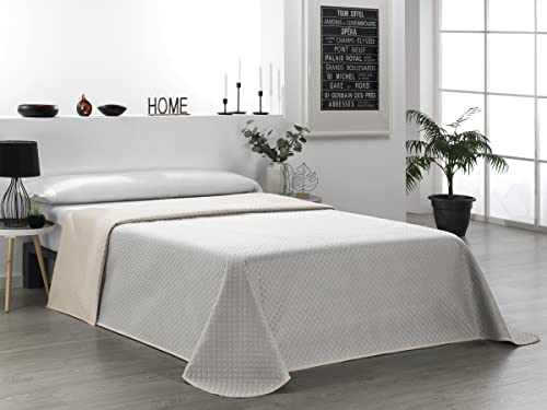 Martina Home Bouti Bedspread Reversible Beige Linen 135cm Bed