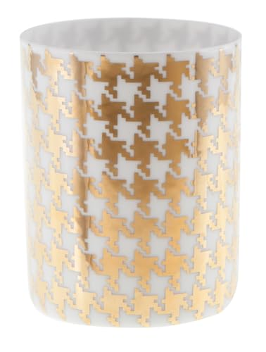 Porcelain Tealight Holder Diameter 6 cm H 8 cm - White and Gold Pattern