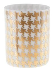 Porcelain Tealight Holder Diameter 6 cm H 8 cm - White and Gold Pattern