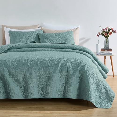 Chezmoi Collection Austin 3-Piece Oversized Bedspread Coverlet Set King,Blue, 118 by 106-Inch, Microfiber