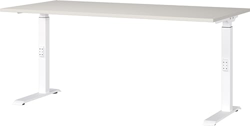 Germania Desk 7911-642, in light grey/white, medium height setting, 160 x 91 x 80 cm (WxHxD)