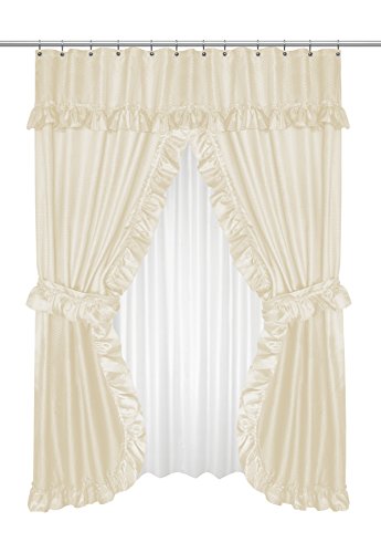 Carnation Home Fashions FSCD-L/08 Lauren Double Swag Shower Curtain, Ivory