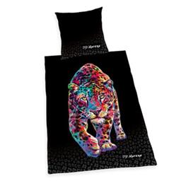 Herding Satin-Bedding Set P.D. Moreno Leopard, Pillow Case 80x80 cm, Duvet Cover 155x220 cm, with smooth-running zipper, 100% Cotton, Satin