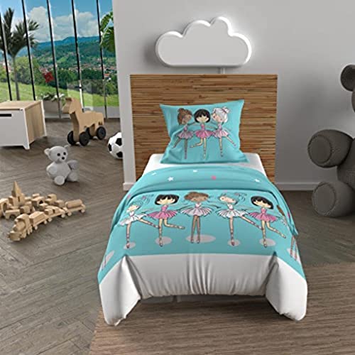 Soleil d'ocre, Duvet Cover Set 120 x 150 cm Dancers Blue 100% Cotton 57 Threads/cm2