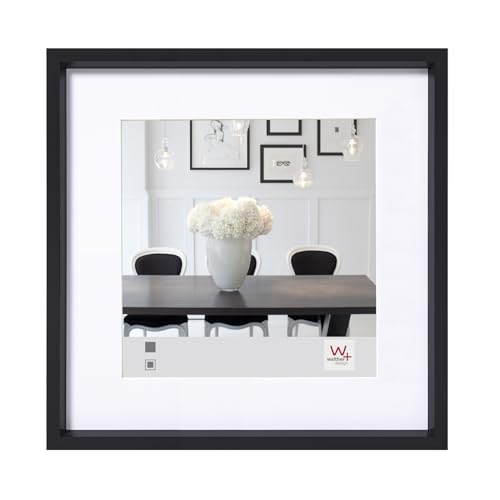 walther design ES220BD Steel Style Picture Frame, Black 20 x 20 cm, Pack of 2, Plastic Frame with Passe-Partout