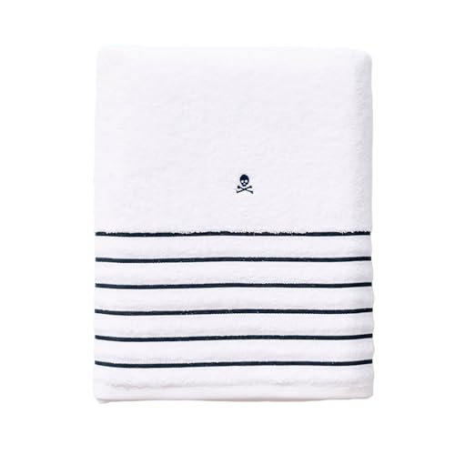 Scalpers White Striped Bath Towel 90x150 cm 100% Cotton 470GSM Home
