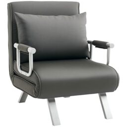 HOMCOM Single Chair Bed Click Clack Convertible Bed Settee Grey