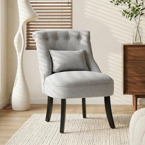 HOMCOM Tub Chair Armless Accent Chair Modern Linen Fabric Grey