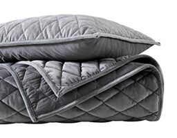 Vera Wang - Quilt Set-Soft & Luxurious Velvet, Reversible & Lightweight Bedding with Matching Shams, Polyester, Charcoal Grey, King