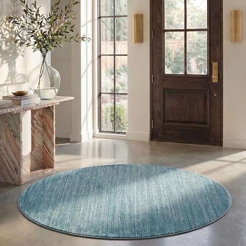 Safavieh Modern Rug for Living Room, Dining Room, Bedroom - Vision Collection, Short Pile, in Seafoam, 200 X 200 cm