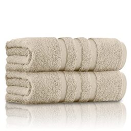 GC GAVENO CAVAILIA Luxury Quality Zero Twist Towels, Stripe Textured 100% Cotton 2 Pack Bath Sheets, Egyptian, Natural, 70x120 Cm