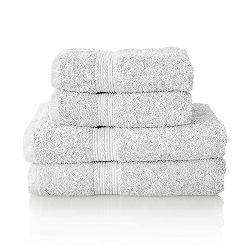 Glart Premium Set of Terry Hand Towels, Range of Terry Towels in 6 Colours and 5 Sizes, Colour: White, 2X Bath Towels 70 X 140 cm and 2X Hand Towels 50 X 100 cm