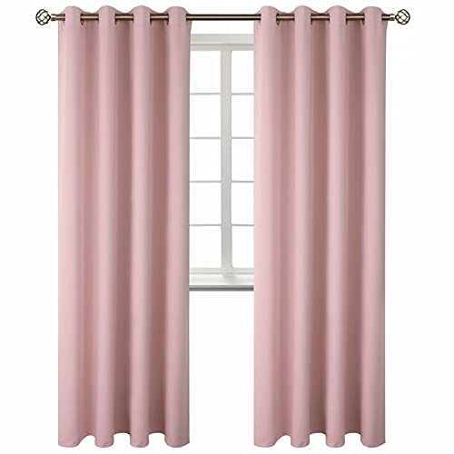 BGment Blackout Curtains for Bedroom - Grommet Thermal Insulated Room Darkening Curtains for Living Room, Set of 2 Panels (52 x 84 Inch, Baby Pink)