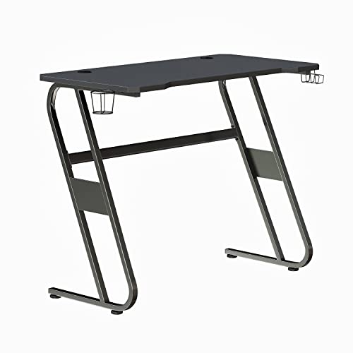 "Flash Furniture Gaming Desk - Black Ergonomic Computer Desk - 51.5"" Gamers Table with Cup Holder and Headphone Hook"