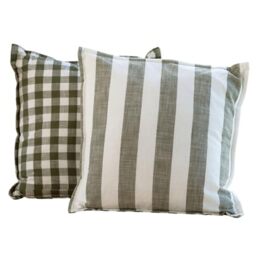 Home Maison QABANE LOURMARIN - 100% Cotton Cushion Cover - Reversible - Authentic and Friendly Style - Living Room Bedroom Sofa Armchair - 45 x 45 cm - Khaki