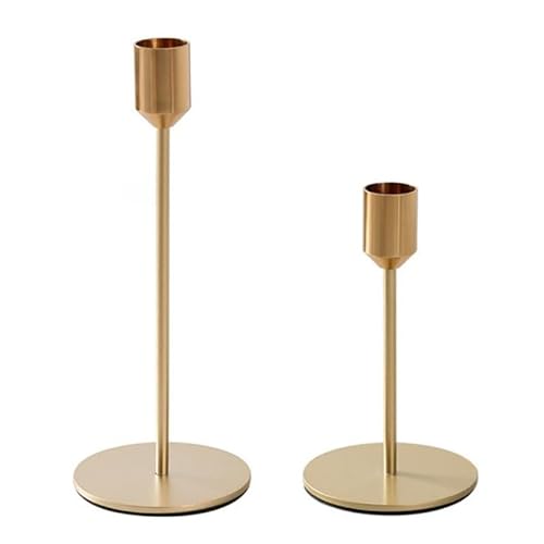 BWRMHME New Modern Metal Gold Candlestick Holders Wedding Decoration Skinny Tapered Candlestick Holder Home Decor Bar Party Candle Holders (S+L)