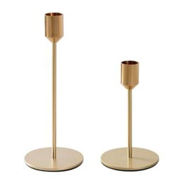 BWRMHME New Modern Metal Gold Candlestick Holders Wedding Decoration Skinny Tapered Candlestick Holder Home Decor Bar Party Candle Holders (S+L)