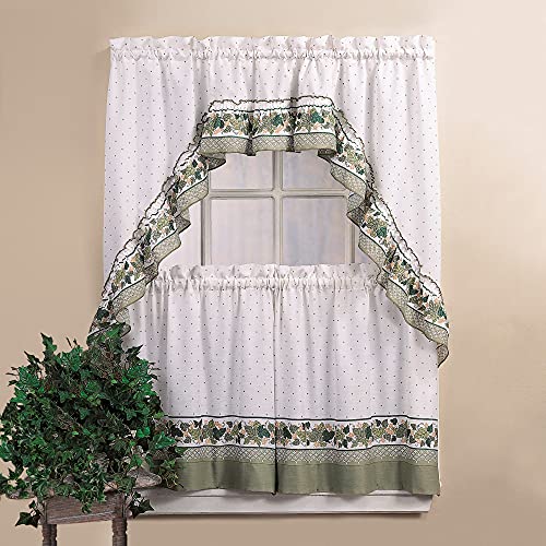 CHF & You Cotttage Ivy Country Curtain Tier And Swag Set, Multi, 56 X 24-Inch