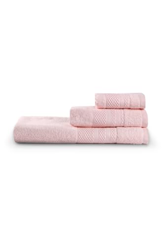 Luxury 3 Piece Towel Set 100% Cotton - Includes Hand Towel (50 x 90 cm), Wash Cloth (30 x 50 cm), Bath Towel (90 x 150 cm) - Soft, Absorbent and Durable for Everyday Use