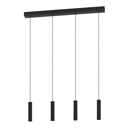 Eglo LED Pendant Lighting Almudaina, 4 lamp Ceiling Light Fitting for Dining Room, Hanging lamp Made of Black Metal, Warm White, 84 cm