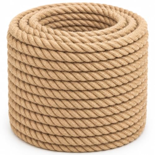 100% Natural Jute Rope Hemp Rope (1/2 in x 165 ft) Thick Jute Twine for Crafts Gardening Hammock Home Decorating