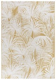 Bougari Lagosi Flat Weave Indoor & Outdoor Rug (120 x 170 cm, Floral Palm Design, 100% Polypropylene, UV and Moisture Resistant, for Balcony, Patio, Garden and Living Room) Cream Gold