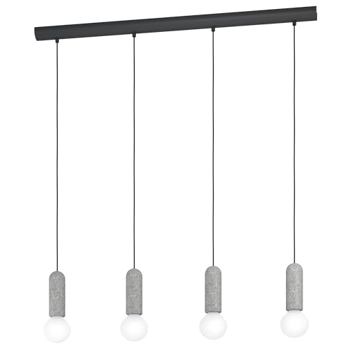 EGLO Giaconecchia Pendant Light, 4-Bulb Vintage, Modern, Pendant Light Made of Steel and Terrazzo in Anthracite, Grey, Dining Table Lamp, Living Room Lamp Hanging with E27 Socket