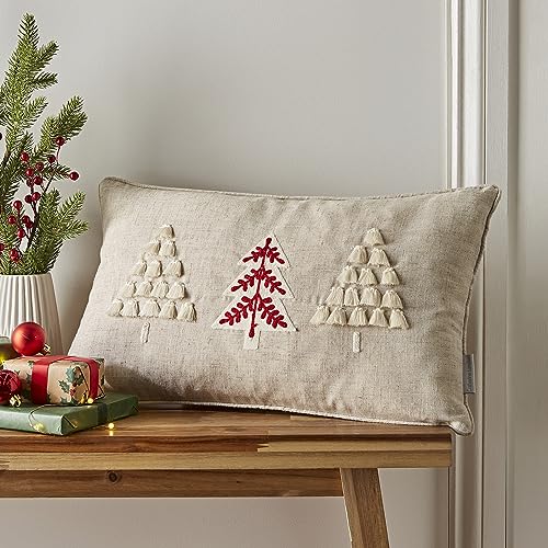 Catherine Lansfield Tufted Christmas Tree 30x50cm Cushion Natural