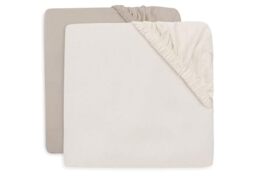 Jollein Jersey Fitted Sheet - For Junior Bed - Milky Coffee/Ivory - 2-Pack - 70/75x140/150cm