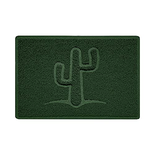 Nicoman Cactus Embossed Shape Door Mat Dirt-Trapper Jet-Washable Doormat-(Use Indoor or Sheltered Outdoor)- (60x40cm/23.6x15.7inches, Small) Green