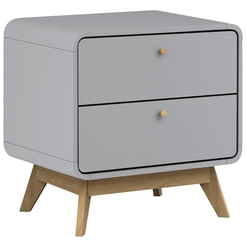 DHP Furniture Cassie End Table with 2 Drawers, Grey, 39x51x53cm (DxWxH)