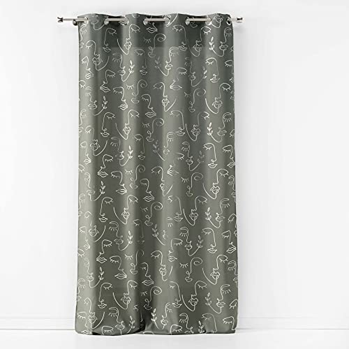 Douceur d'Interieur 140 x 260 cm Eyelet Curtain, Green