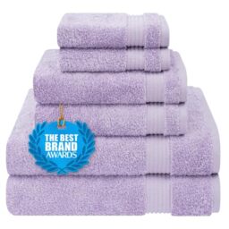 Cotton Paradise 6 Piece Towel Set, 100% Turkish Cotton Soft Absorbent Towels for Bathroom, 2 Bath Towels 2 Hand Towels 2 Washcloths, Lilac Towel Set