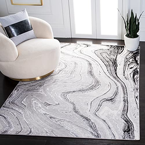 Safavieh Contemporary Rug for Living Room, Dining Room, Bedroom - Amelia Collection, Short Pile, in Grey and Gold, 183 X 274 cm